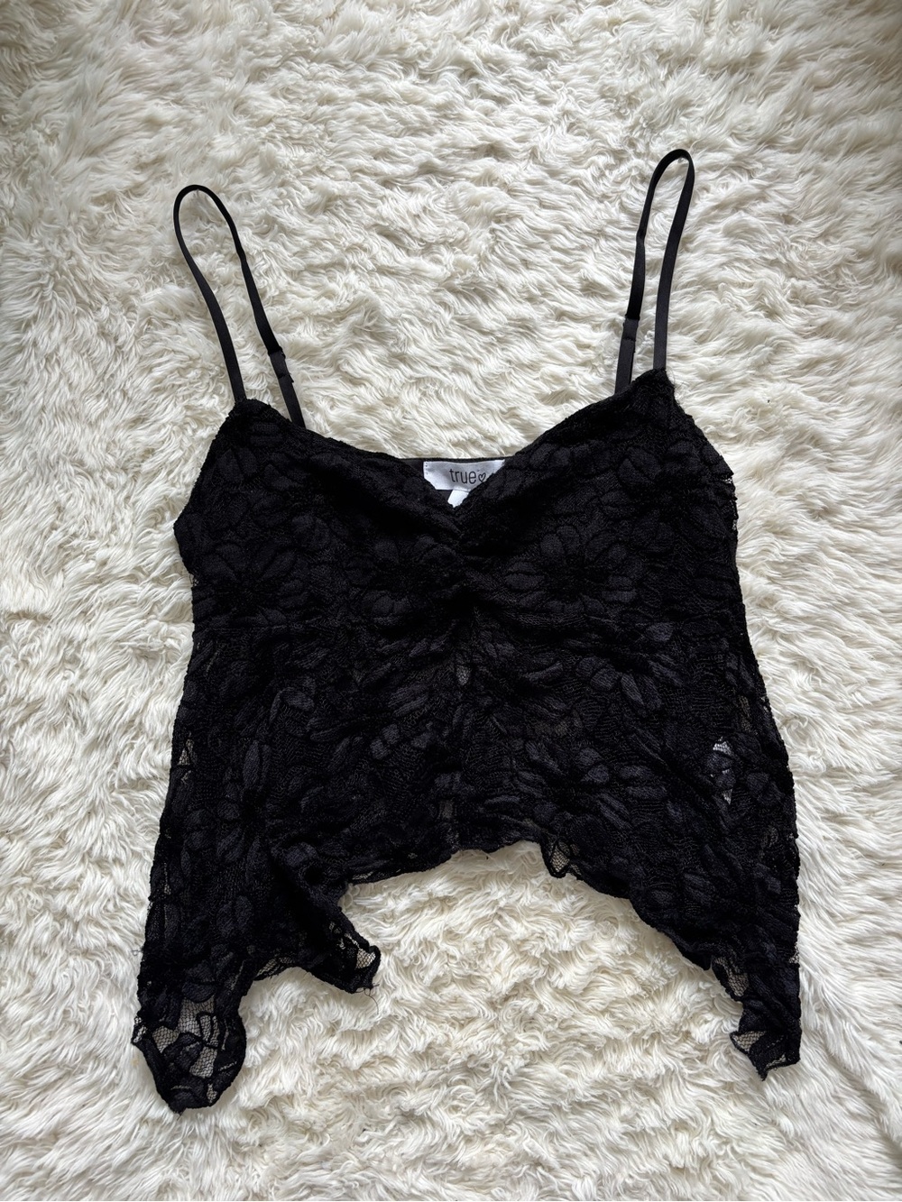 Black Floral Lace Cami with Spaghetti Straps